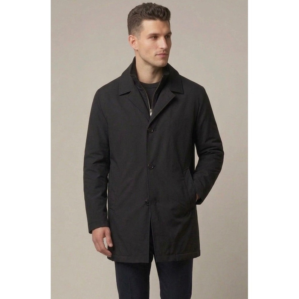 Jos. A. Bank Car Coat Mens XL Black Traveler's Collection 2-in-1 Bib Jacket